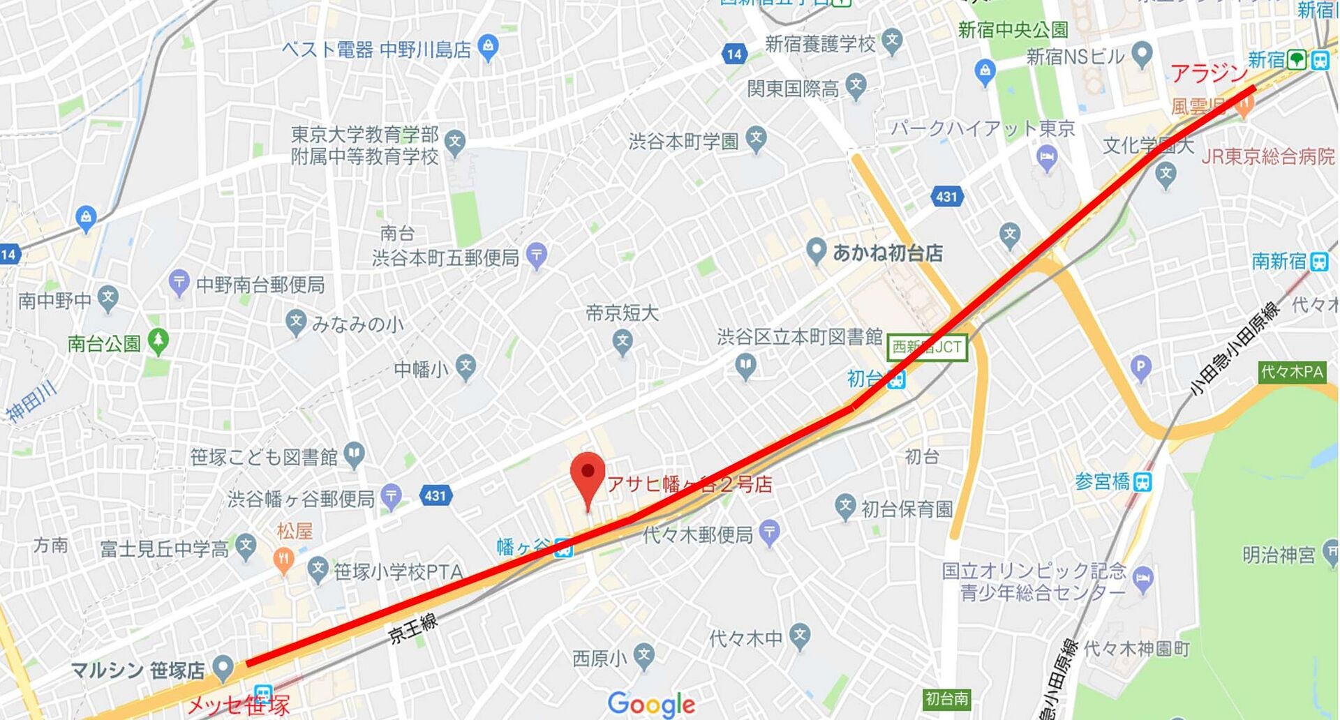 幹線道路での運行ルート